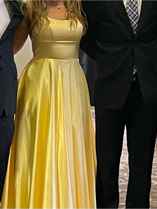 Faviana Dresses & Skirts - Faviana Yellow Satin Prom Dress